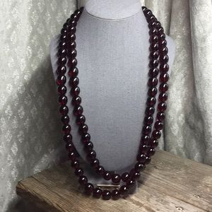 Massive red beaded necklace 60 inches long!
